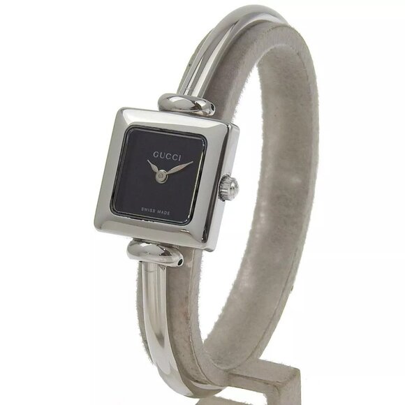 GUCCI Bangle watch Watches 1900L blackDial Stainless Steel Quartz Analog d... - Picture 3 of 13